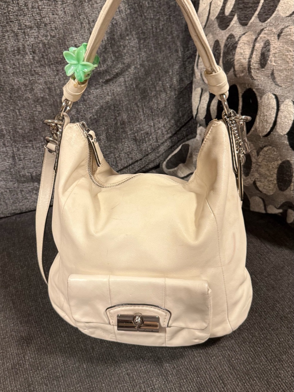 Cream Leather Hobo Bag - Women
